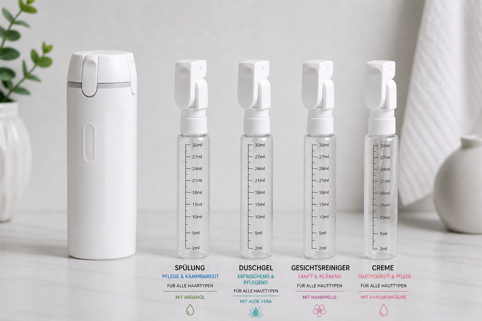 4-in-1 Reiseflasche — Endlich entspannt reisen